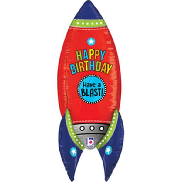 Betallic 36 in. Birthday Rocket Dimensional Balloon 78673